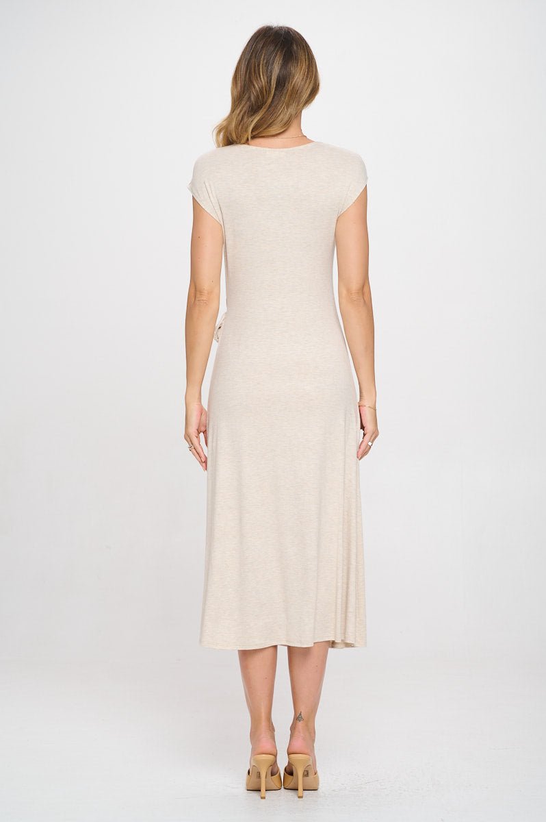 Image of West K Cameron Side Tie Midi Dress Oatmeal