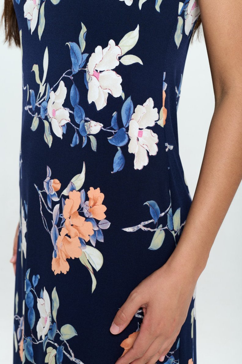 Image of West K Camila Sleeveless Knee Length Dress Navy Orange Floral