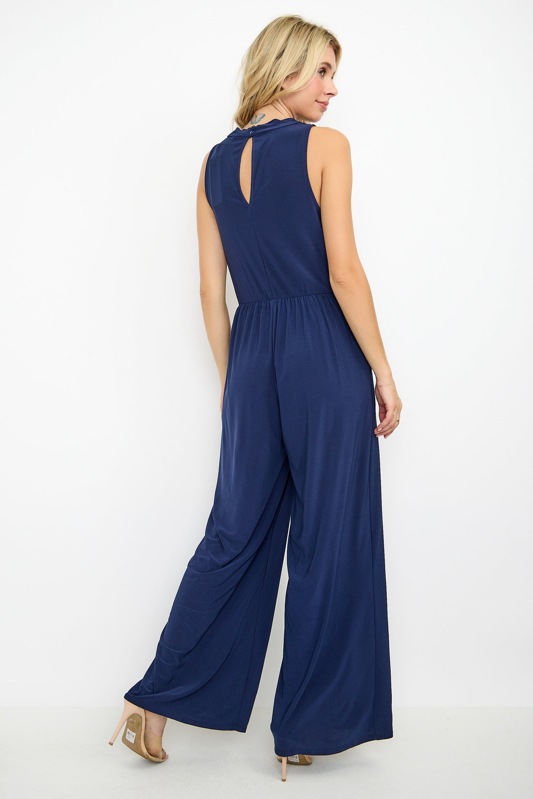 Image of West K Camille Sleeveless Back Slit Jumpsuit Navy