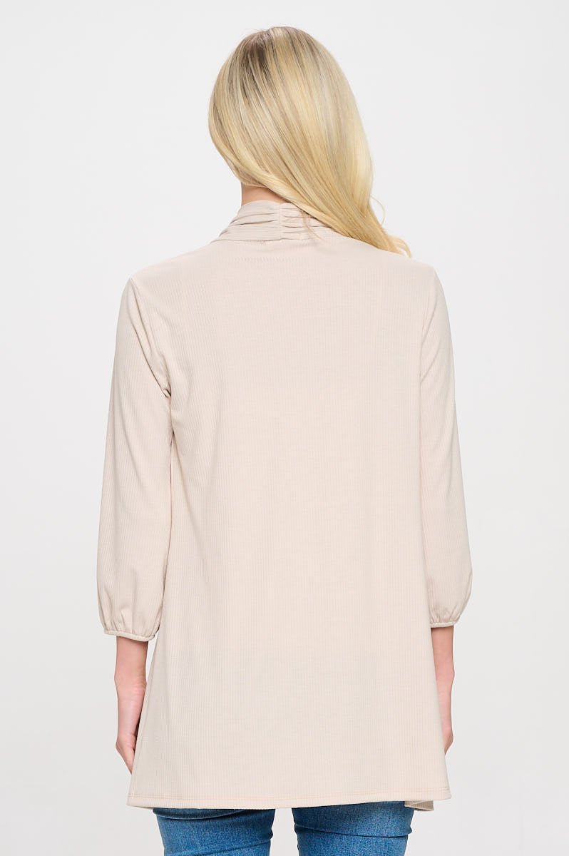 Image of West K Carly Ribbed Knit Cardigan with Pockets Beige