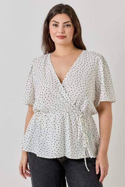Casey Plus Size Surplice Peplum Top