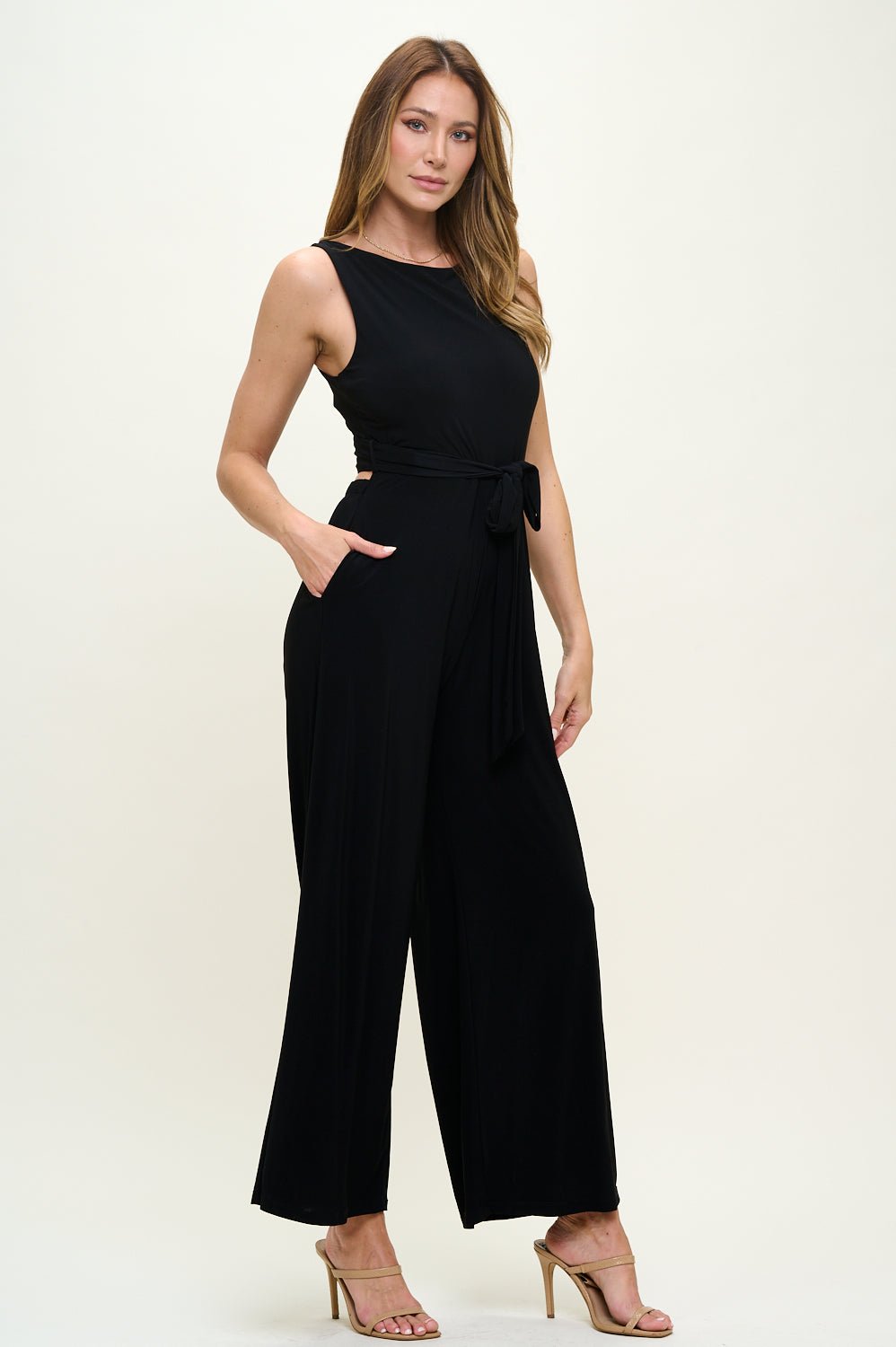 Image of West K Cerys Open - back twist jumpsuit Black