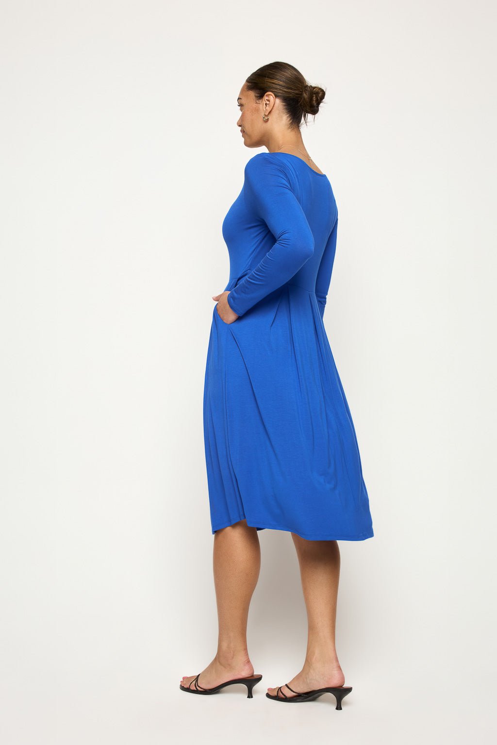 Image of West K Charlee Long Sleeve A - line Knit Dress Royal Blue