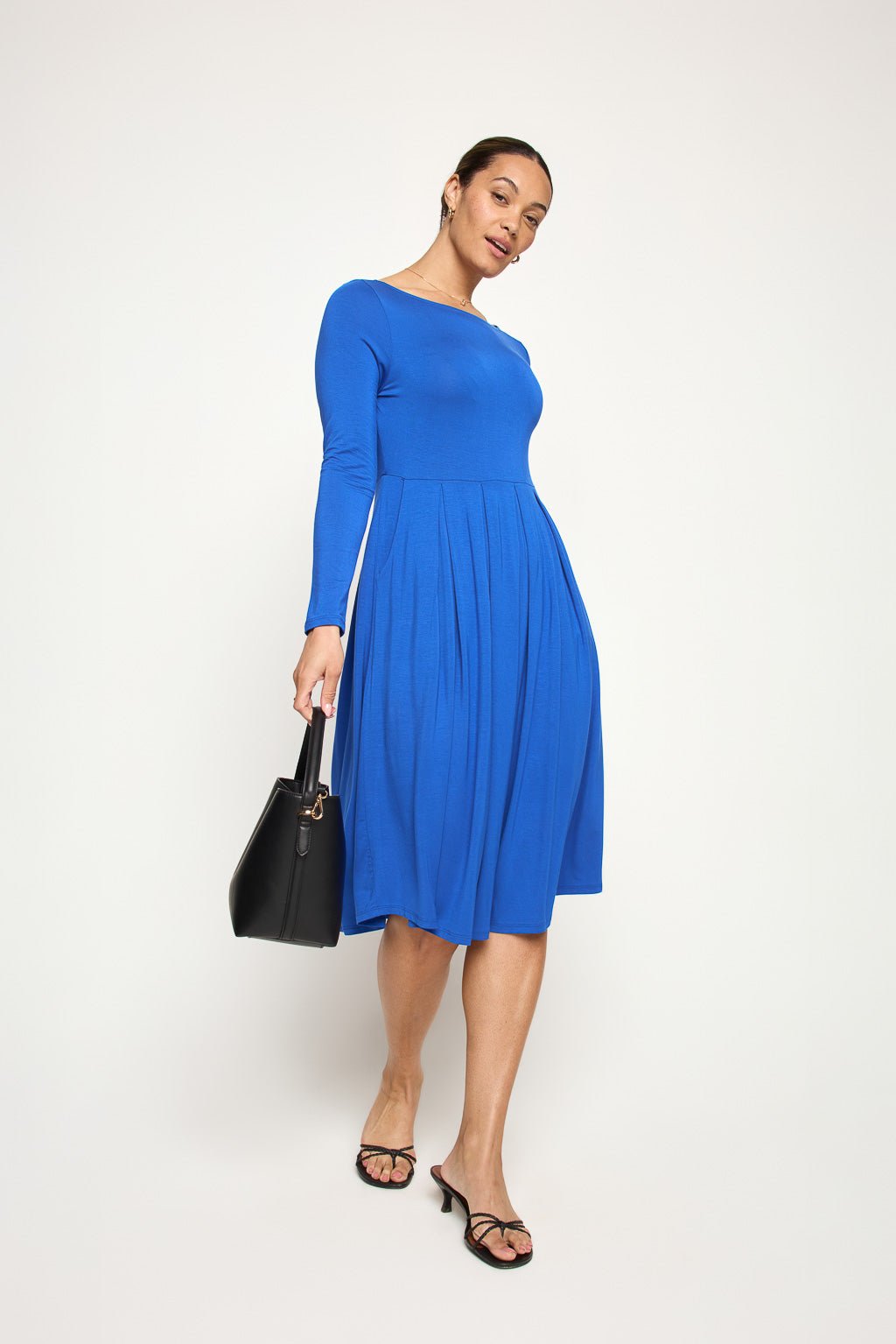 Image of West K Charlee Long Sleeve A - line Knit Dress Royal Blue