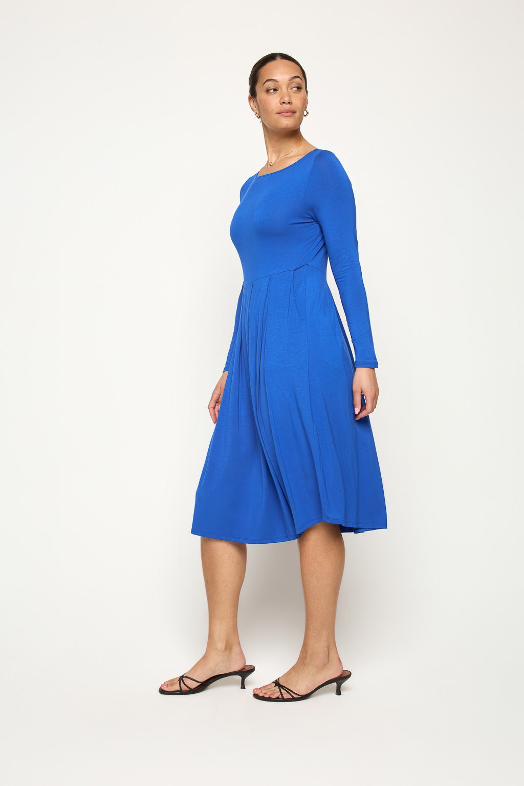 Image of West K Charlee Long Sleeve A - line Knit Dress Royal Blue