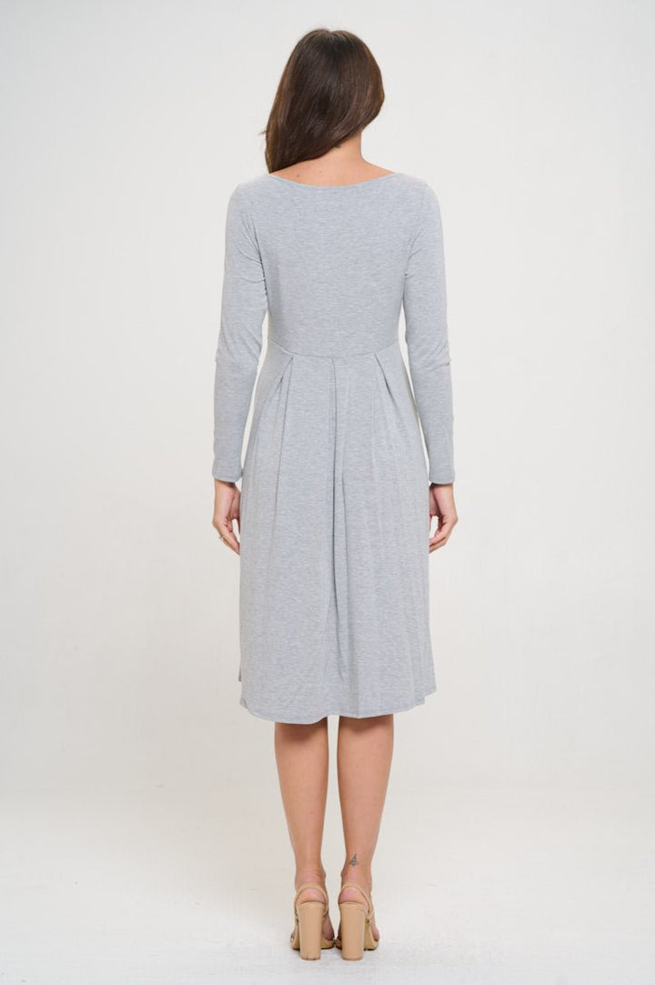 Image of West K Charlee Long Sleeve A - line Knit Dress with Pockets Heather Grey