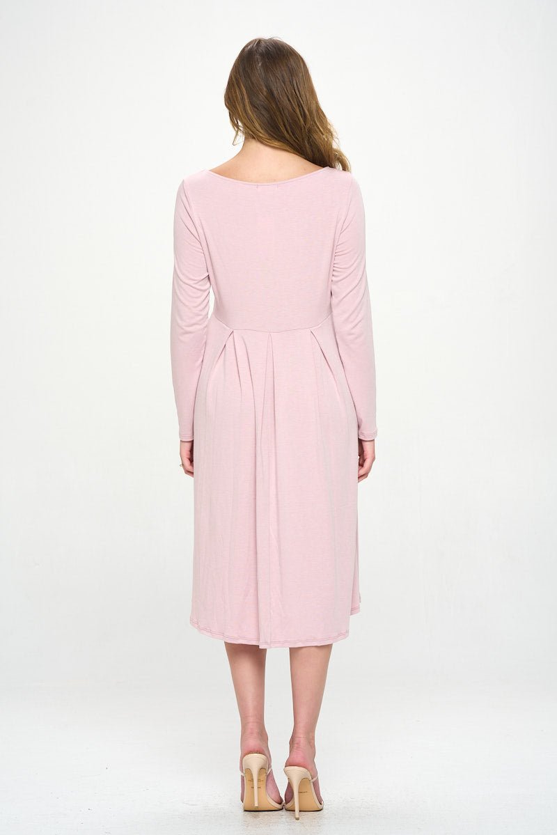 Image of West K Charlee Long Sleeve A - line Knit Dress with Pockets Pale Mauve