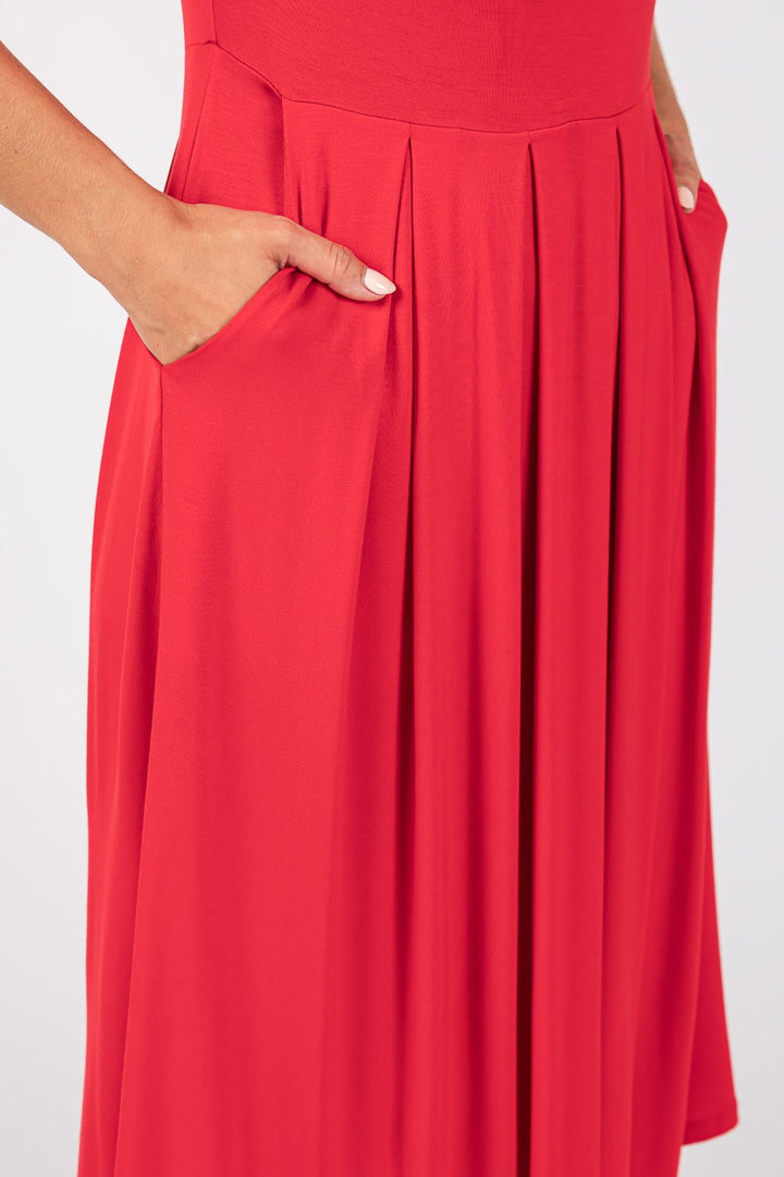 Image of West K Charlee Long Sleeve A - line Knit Dress with Pockets Red