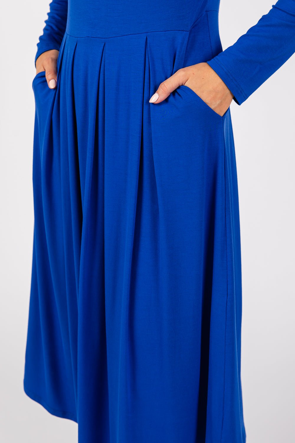 Image of West K Charlee Long Sleeve A - line Knit Dress with Pockets Royal Blue