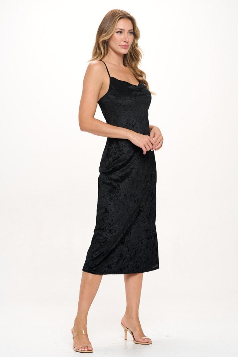 Image of West K Charlotte Velvet Cami Slip Midi Dress Black