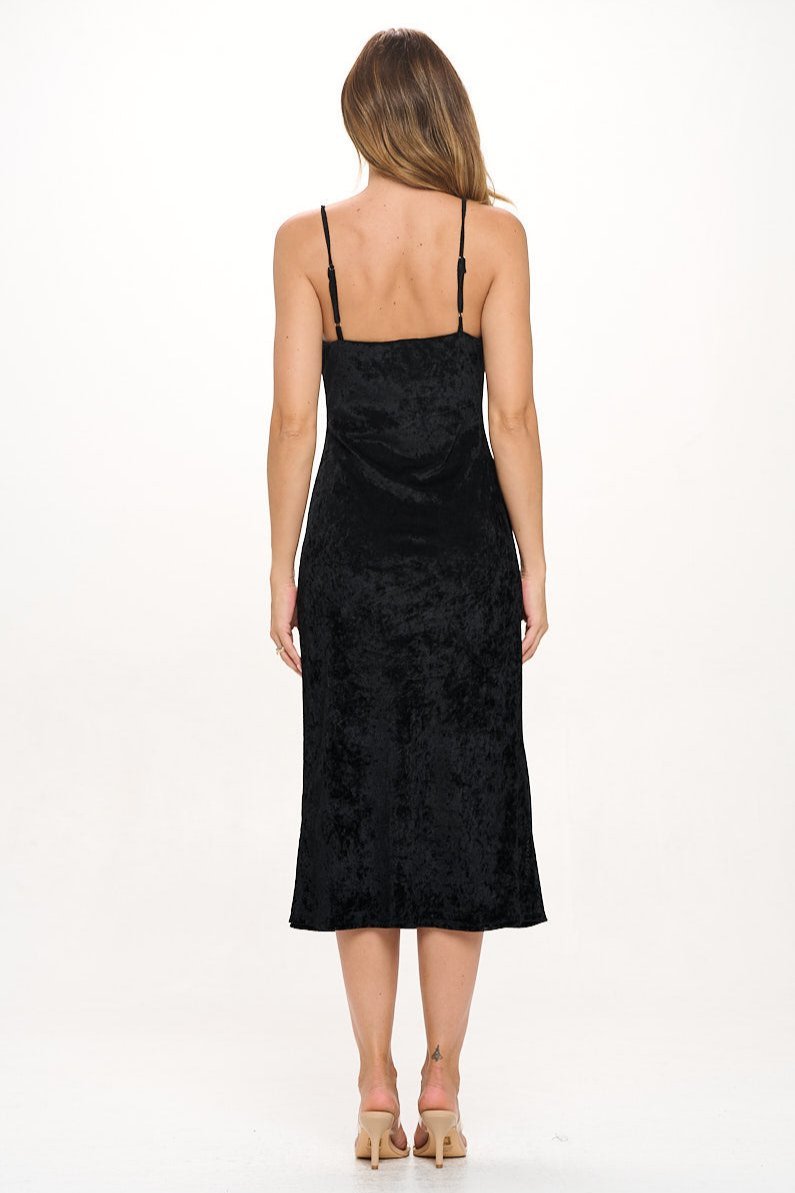 Image of West K Charlotte Velvet Cami Slip Midi Dress Black