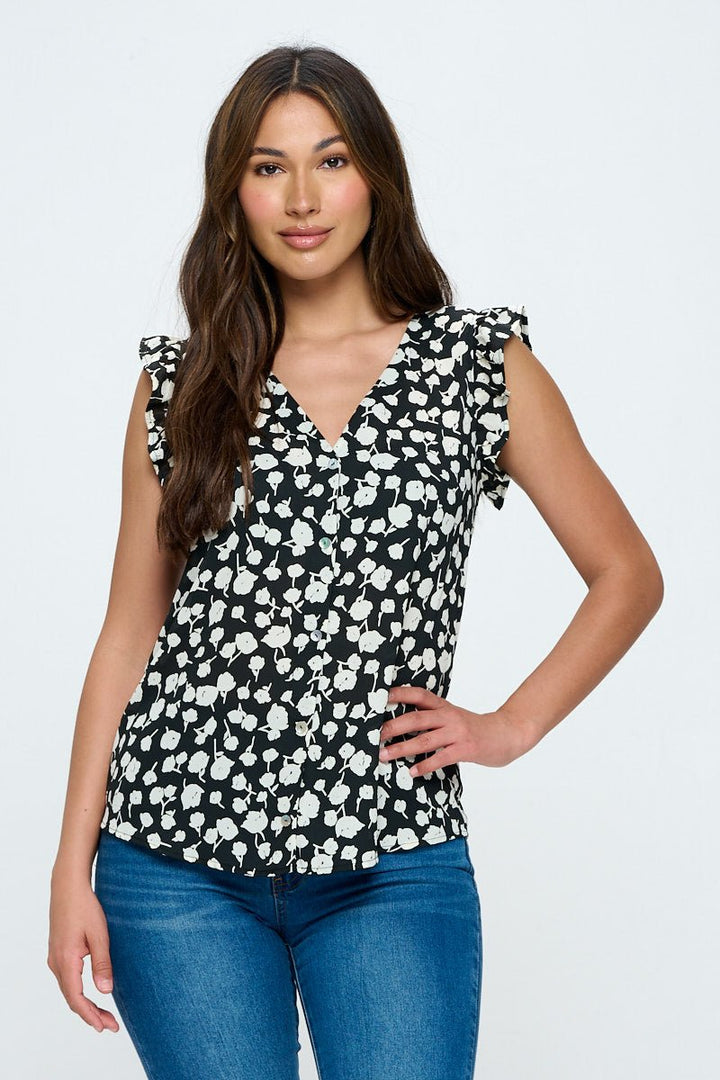 Image of West K Cherie Ruffle Sleeve Blouse Red Dot Print