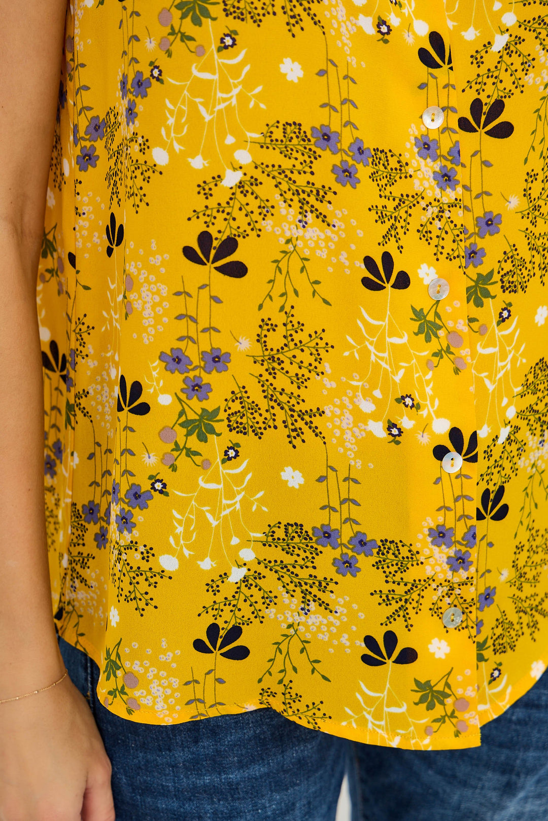 Image of West K Cherie Ruffle Sleeve Blouse Yellow Floral