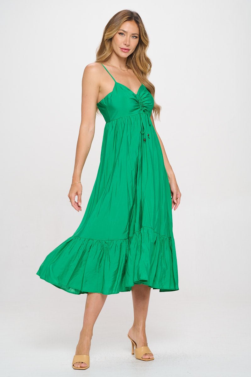 Image of West K Claire Spaghetti Strap Midi Dress Kelly Green