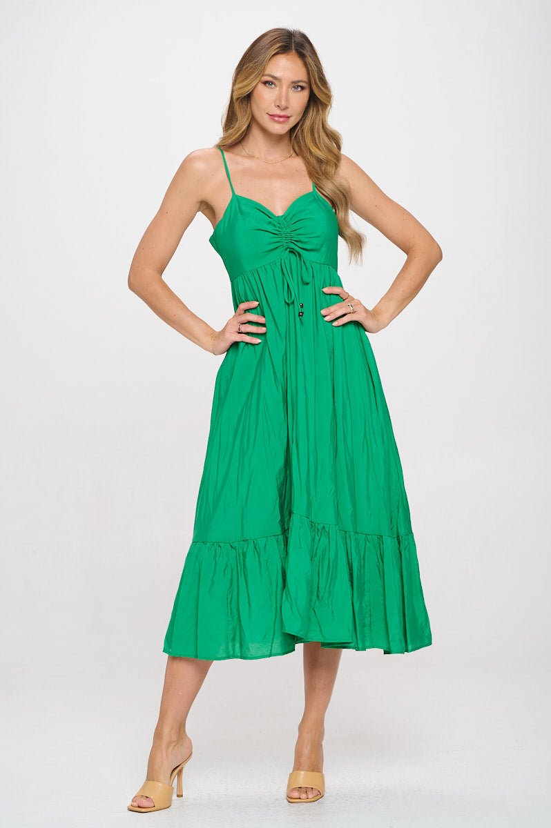 Image of West K Claire Spaghetti Strap Midi Dress Kelly Green