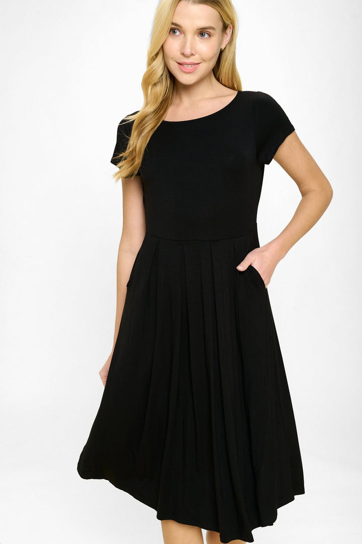 Image of West K Claris A - line Knit Dress with Pockets Black