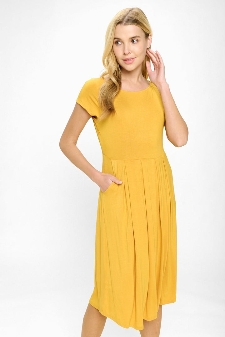 Image of West K Claris A - line Knit Dress with Pockets Gold yellow