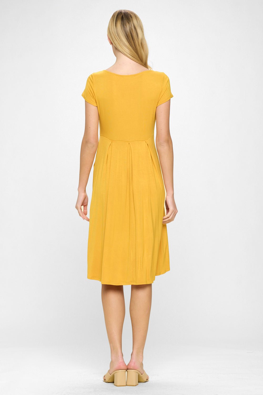 Image of West K Claris A - line Knit Dress with Pockets Gold yellow