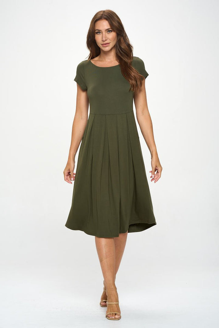 Image of West K Claris A - line Knit Dress with Pockets Olive