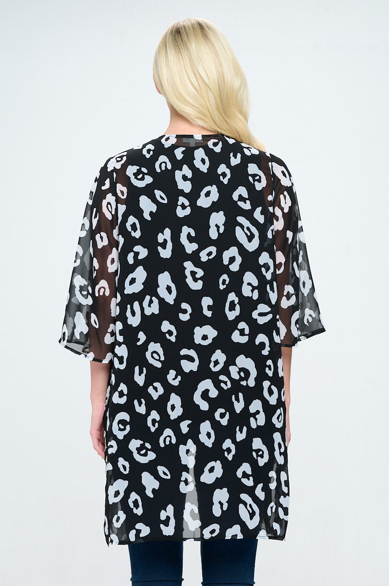 Image of West K Cleo Chiffon Cardigan Black Animal Print