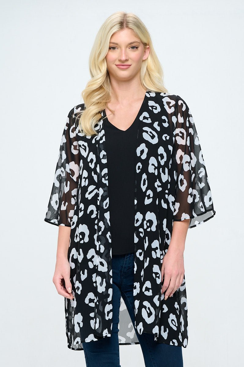 Image of West K Cleo Chiffon Cardigan Black Animal Print