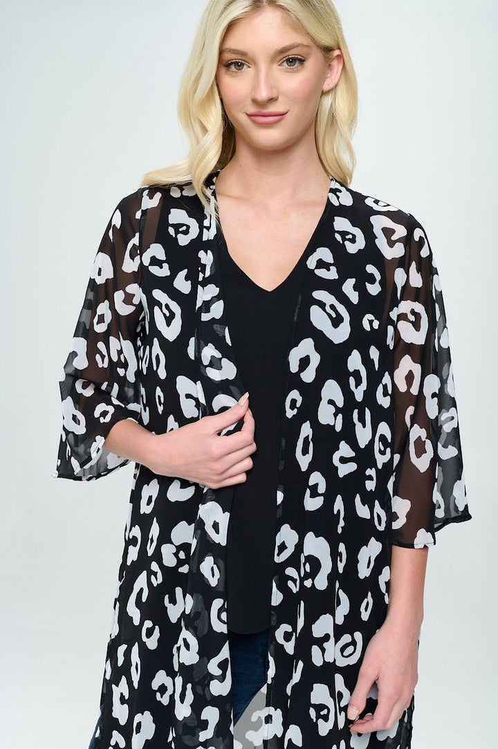 Image of West K Cleo Chiffon Cardigan Black Animal Print