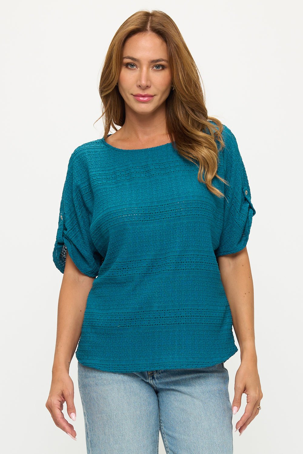 Image of West K Cora Dolman Sleeve Crochet - Inspired Blouse Teal