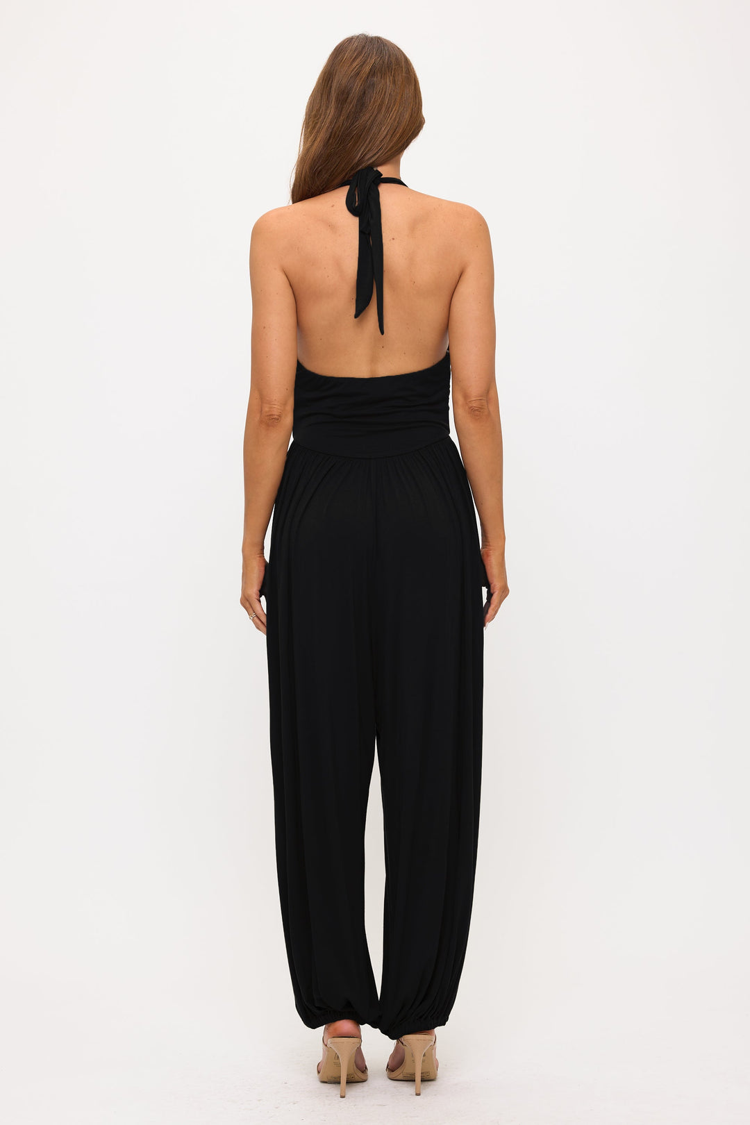 Image of West K Cowl Neck Harem Leg Jumpsuit Black
