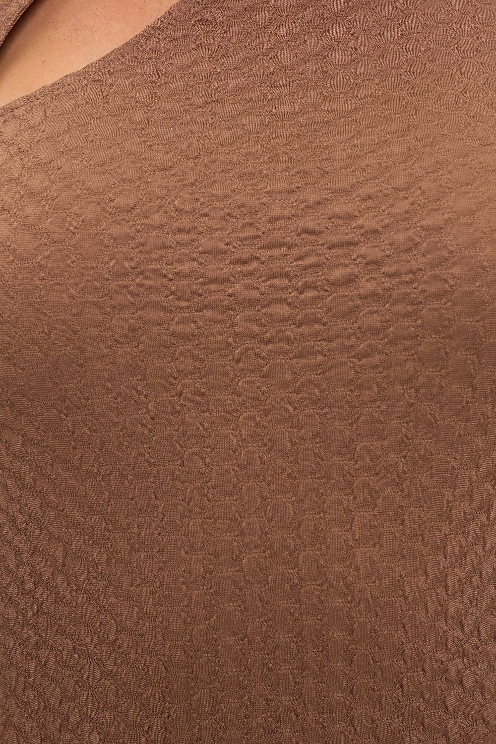 Image of West K Cutout Mock-Neck Textured Knit Top Brown