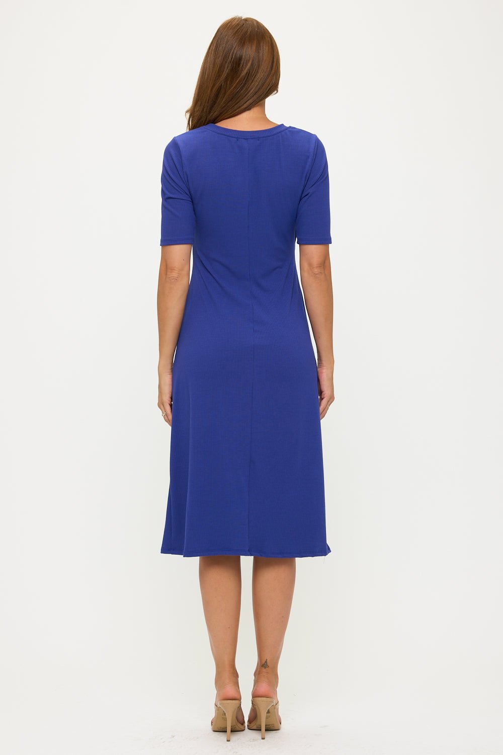 Image of West K Darcy Side Ruched Midi Dress Royal Blue