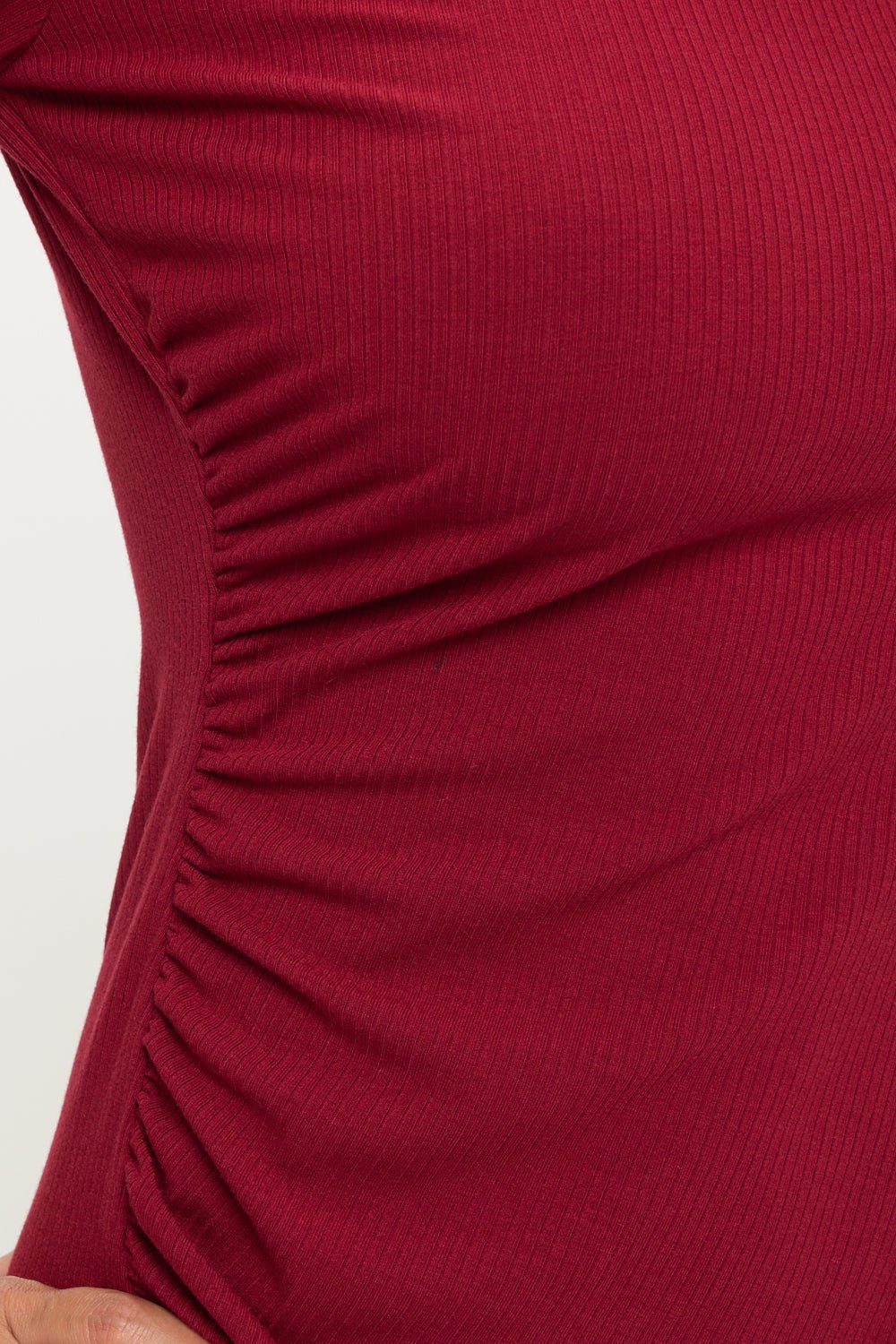 Image of West K Darcy Side Ruched Midi Dress Wine