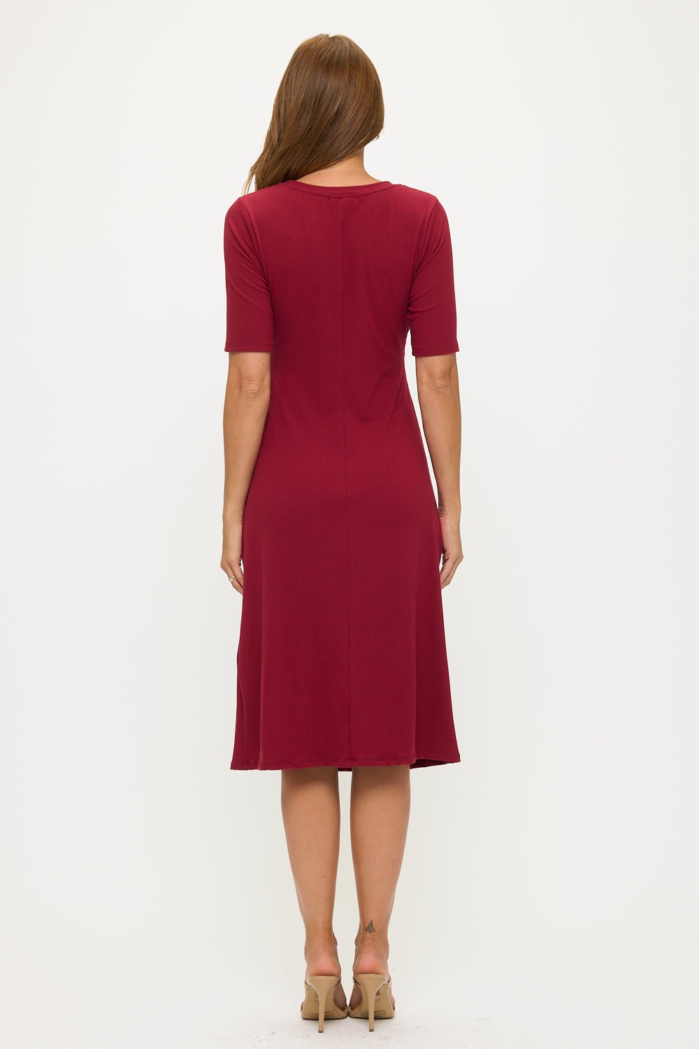 Image of West K Darcy Side Ruched Midi Dress Wine