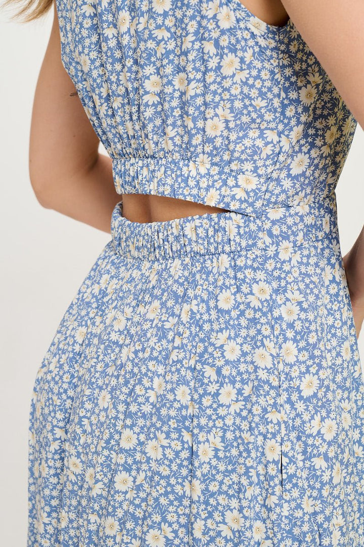 Image of West K Diana Sleeveless Cutout back dress Blue Yellow Daisy