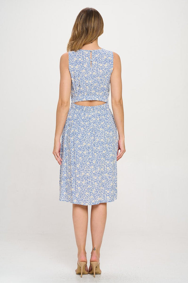 Image of West K Diana Sleeveless Cutout back dress Blue Yellow Daisy