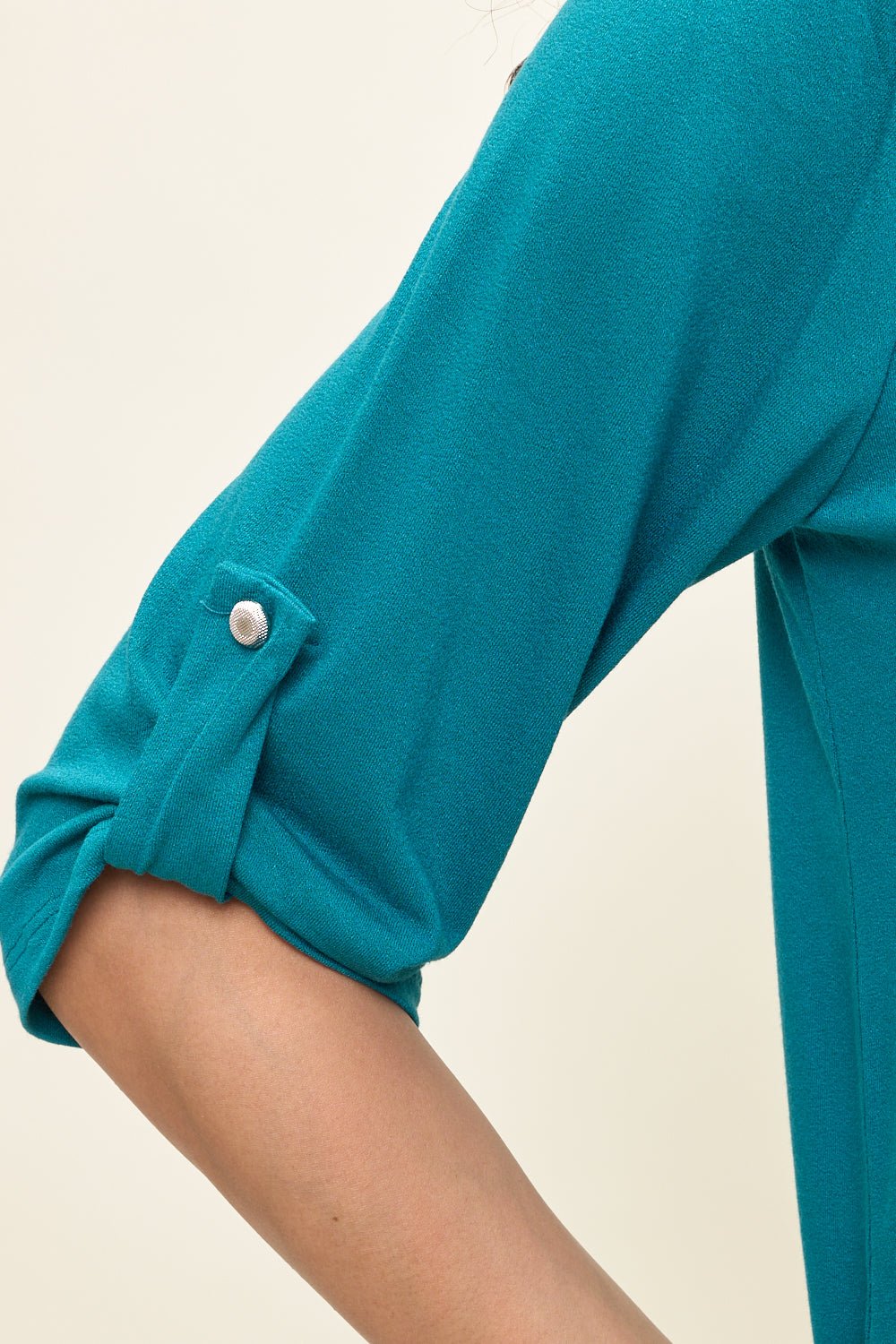 Image of West K Eira Roll - tab Sleeve V Neck Top Emerald Green