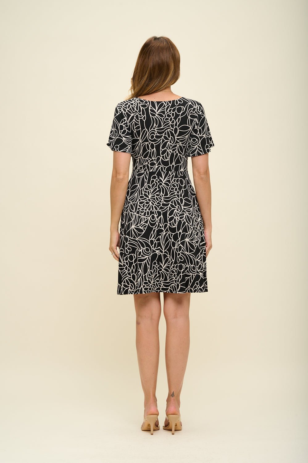 Image of West K Elli High - Waist Mini Dress Black Mono Floral