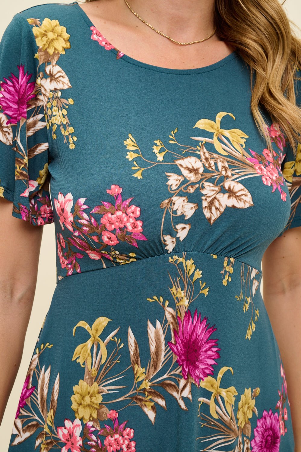Image of West K Elli High - Waist Mini Dress Teal Floral
