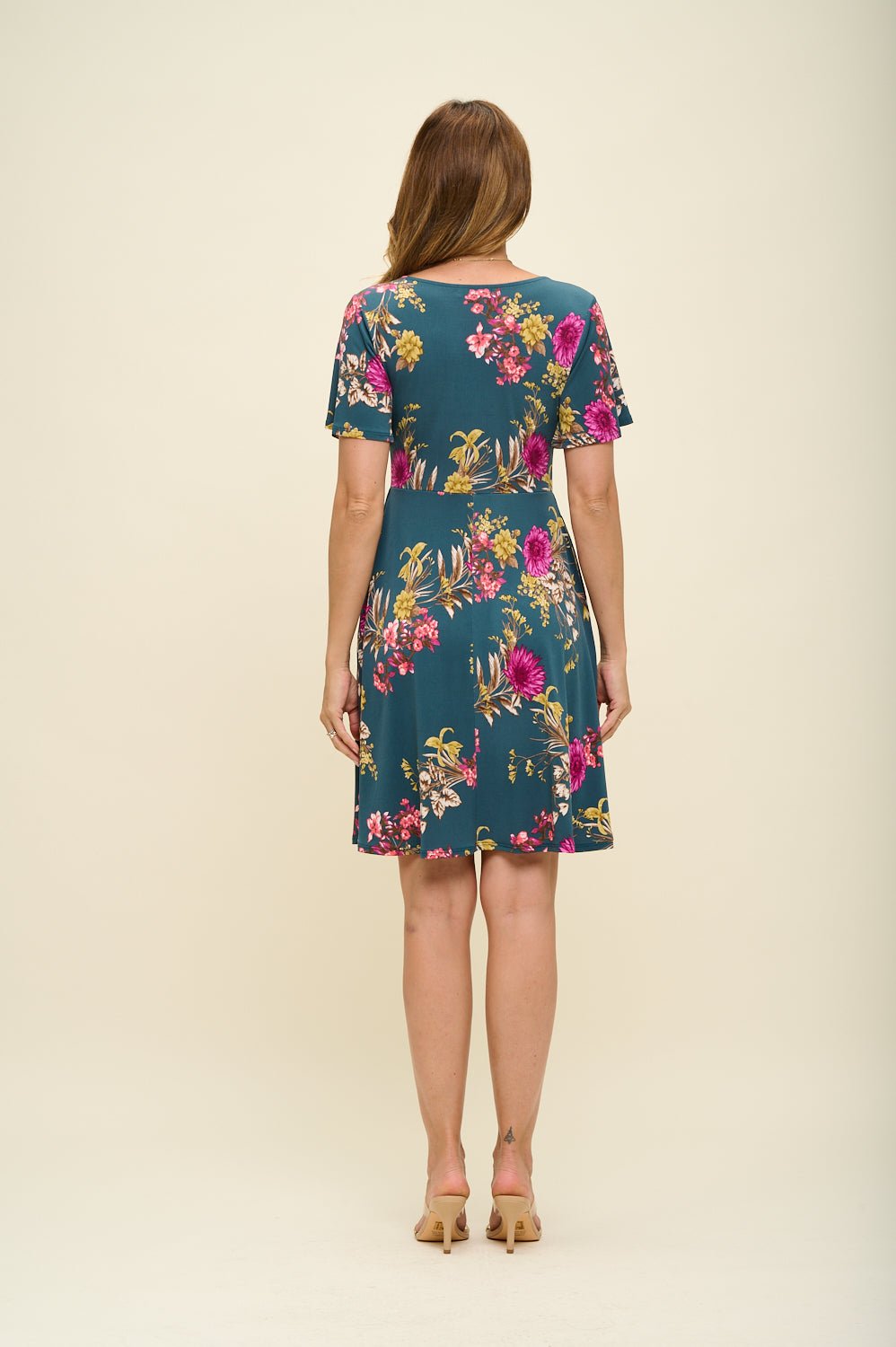 Image of West K Elli High - Waist Mini Dress Teal Floral