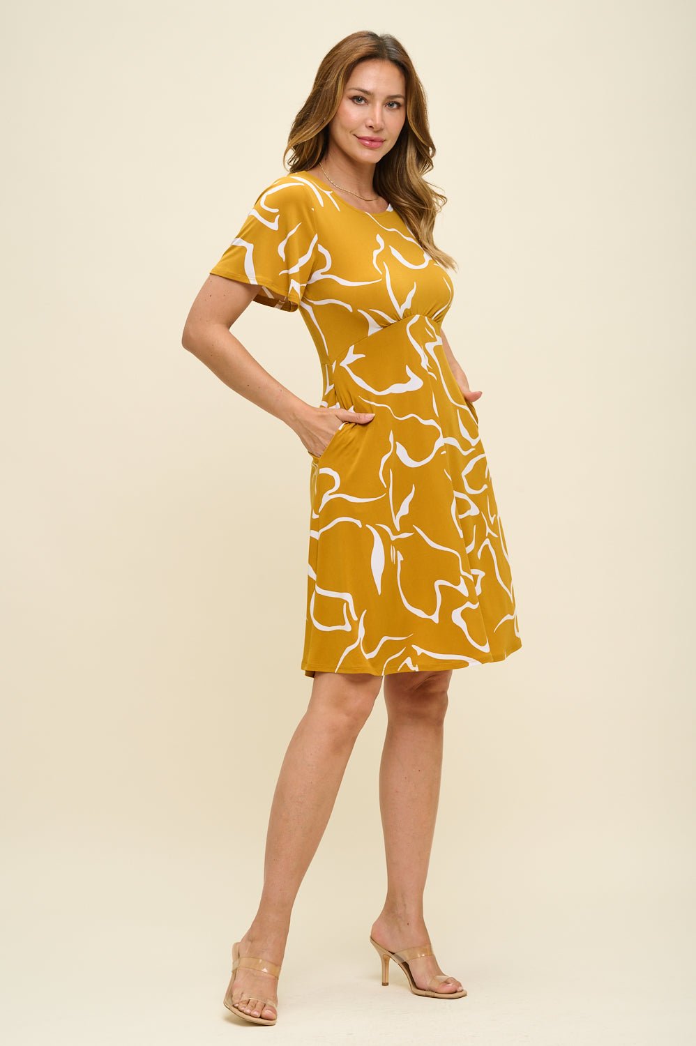 Image of West K Elli High - Waist Mini Dress Yellow Abstract