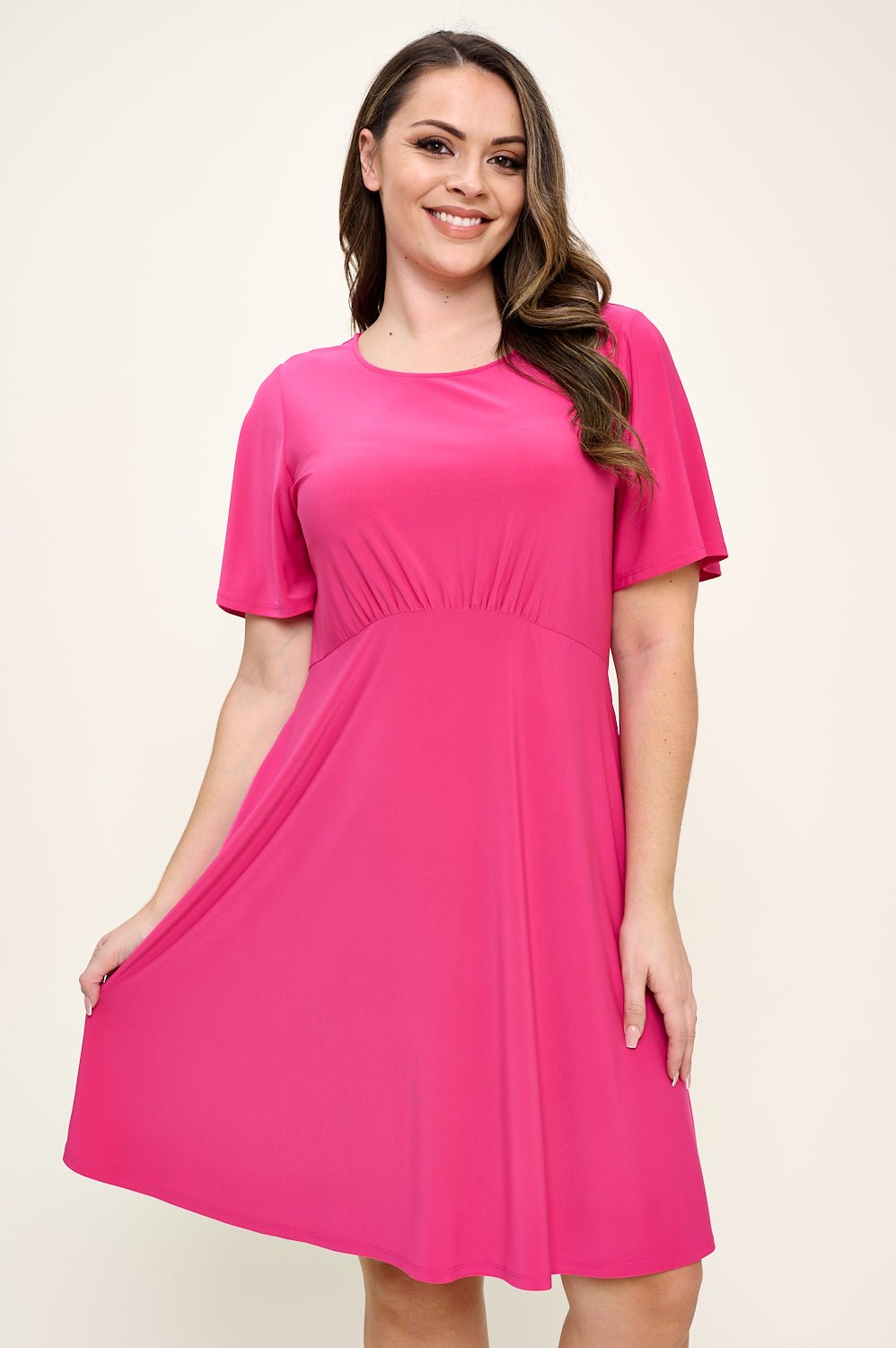 Image of West K Elli Plus Size Short Sleeve Dress Fuchsia