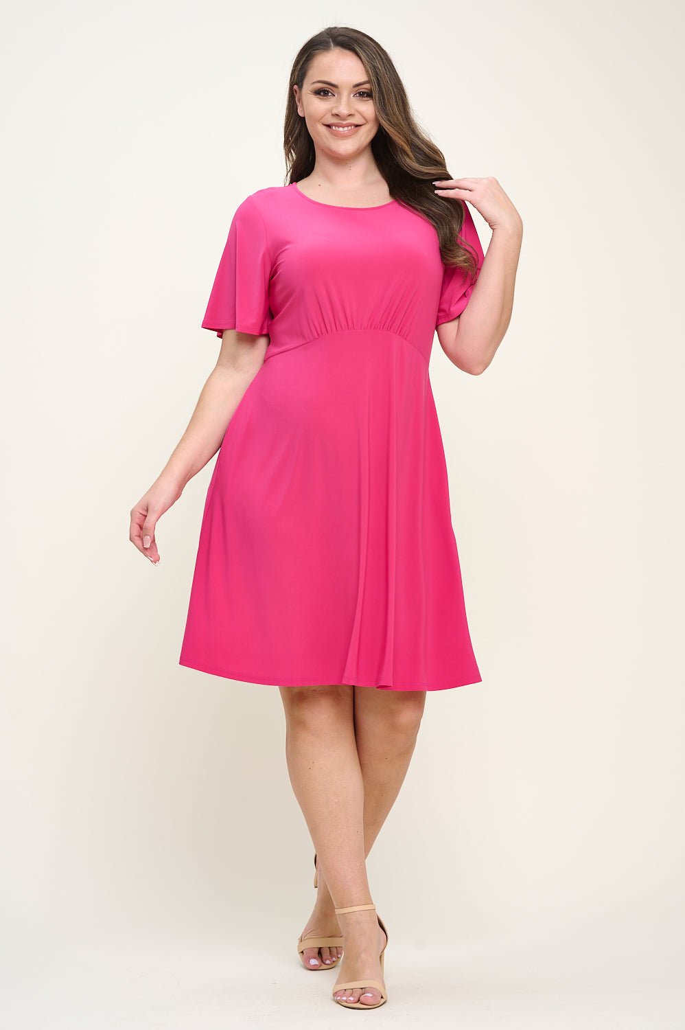 Image of West K Elli Plus Size Short Sleeve Dress Fuchsia