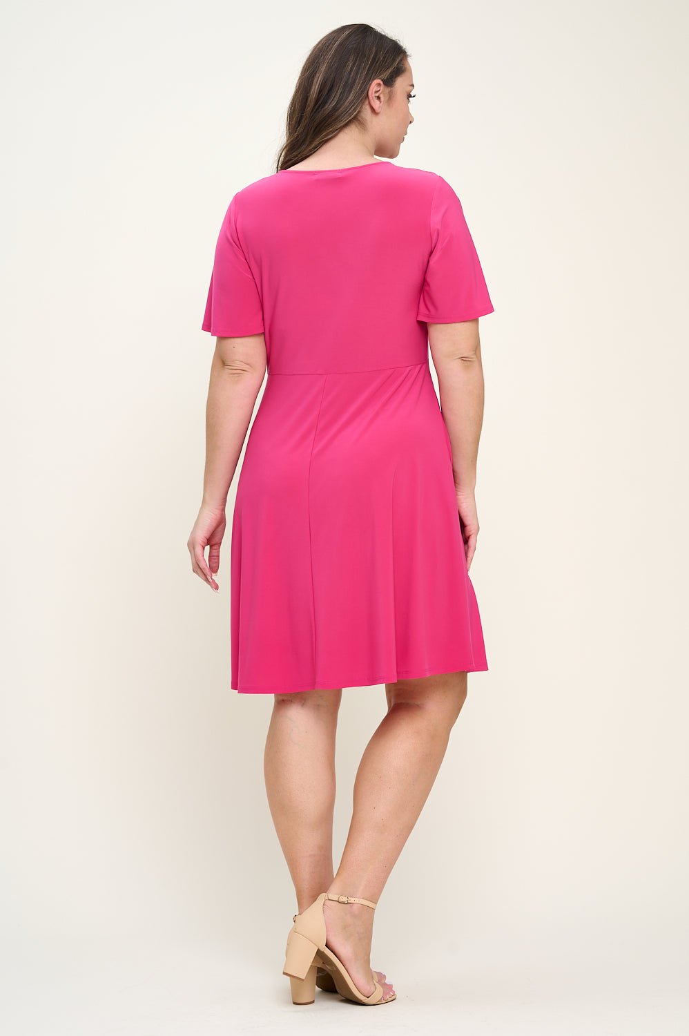 Image of West K Elli Plus Size Short Sleeve Dress Fuchsia