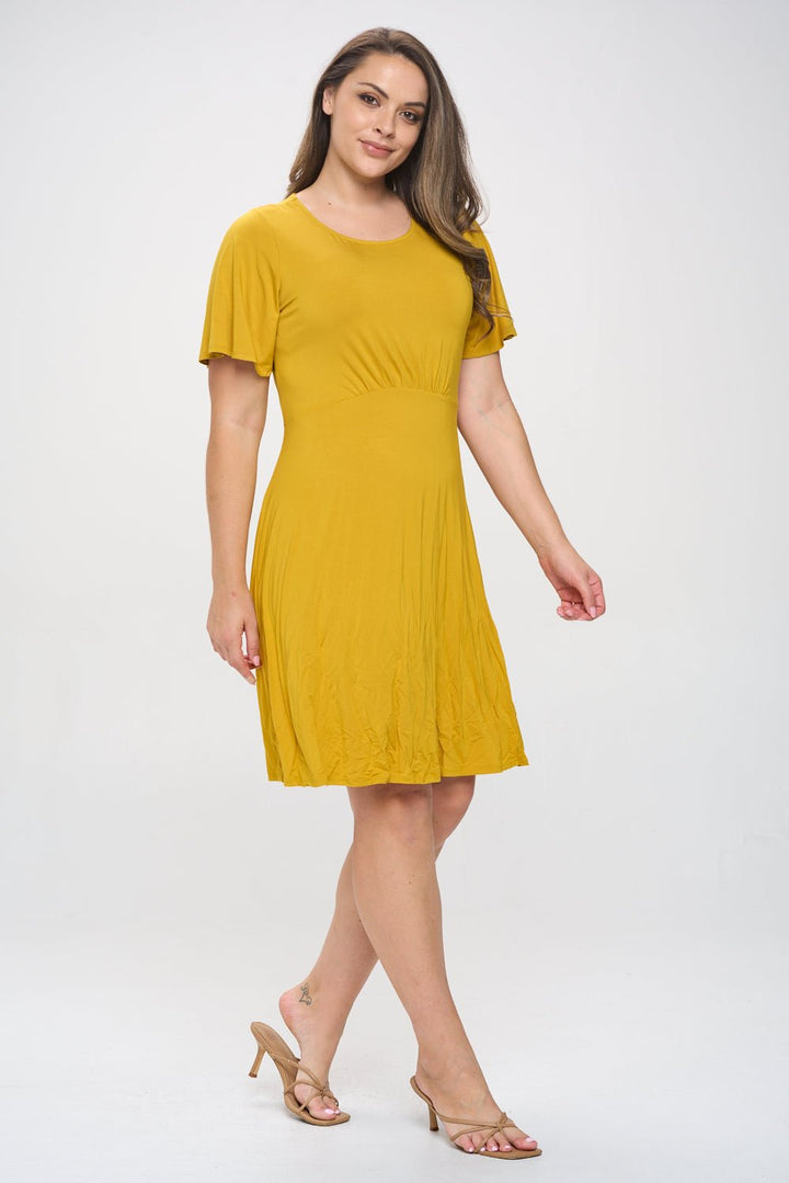 Image of West K Elli Plus Size Short Sleeve Dress Golden Yellow