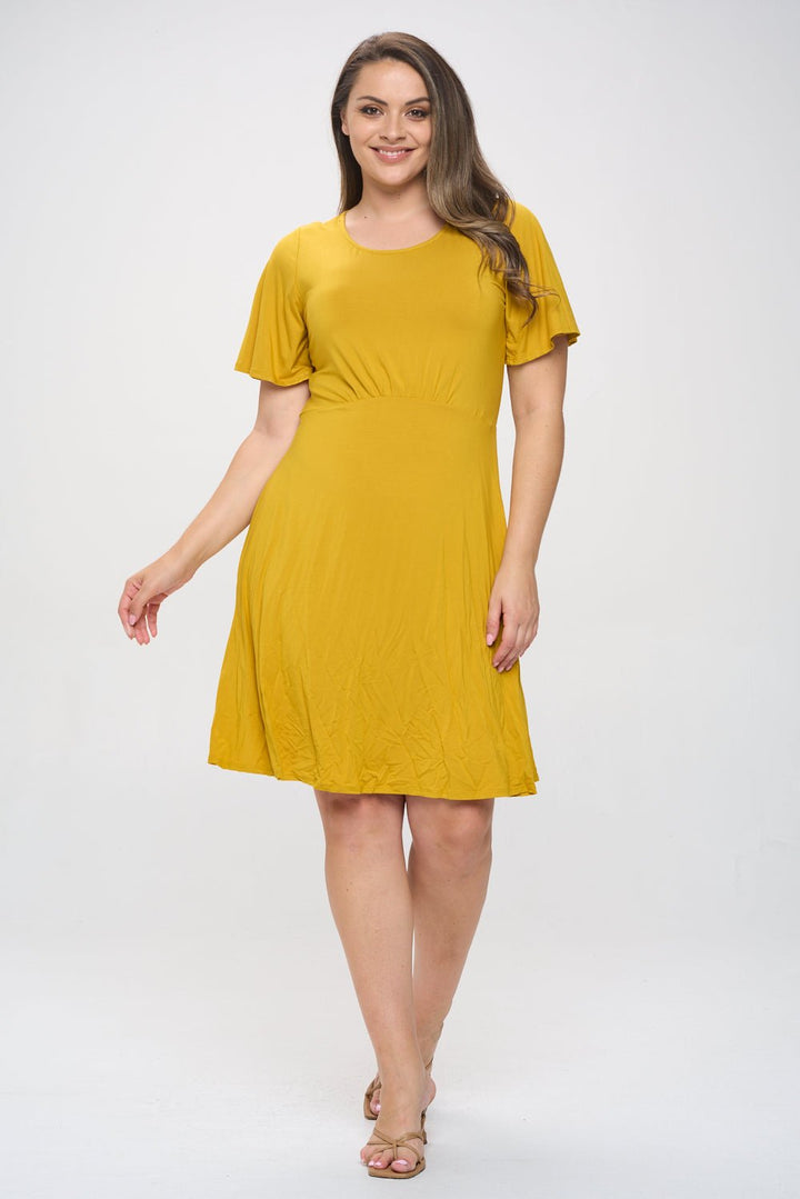 Image of West K Elli Plus Size Short Sleeve Dress Golden Yellow