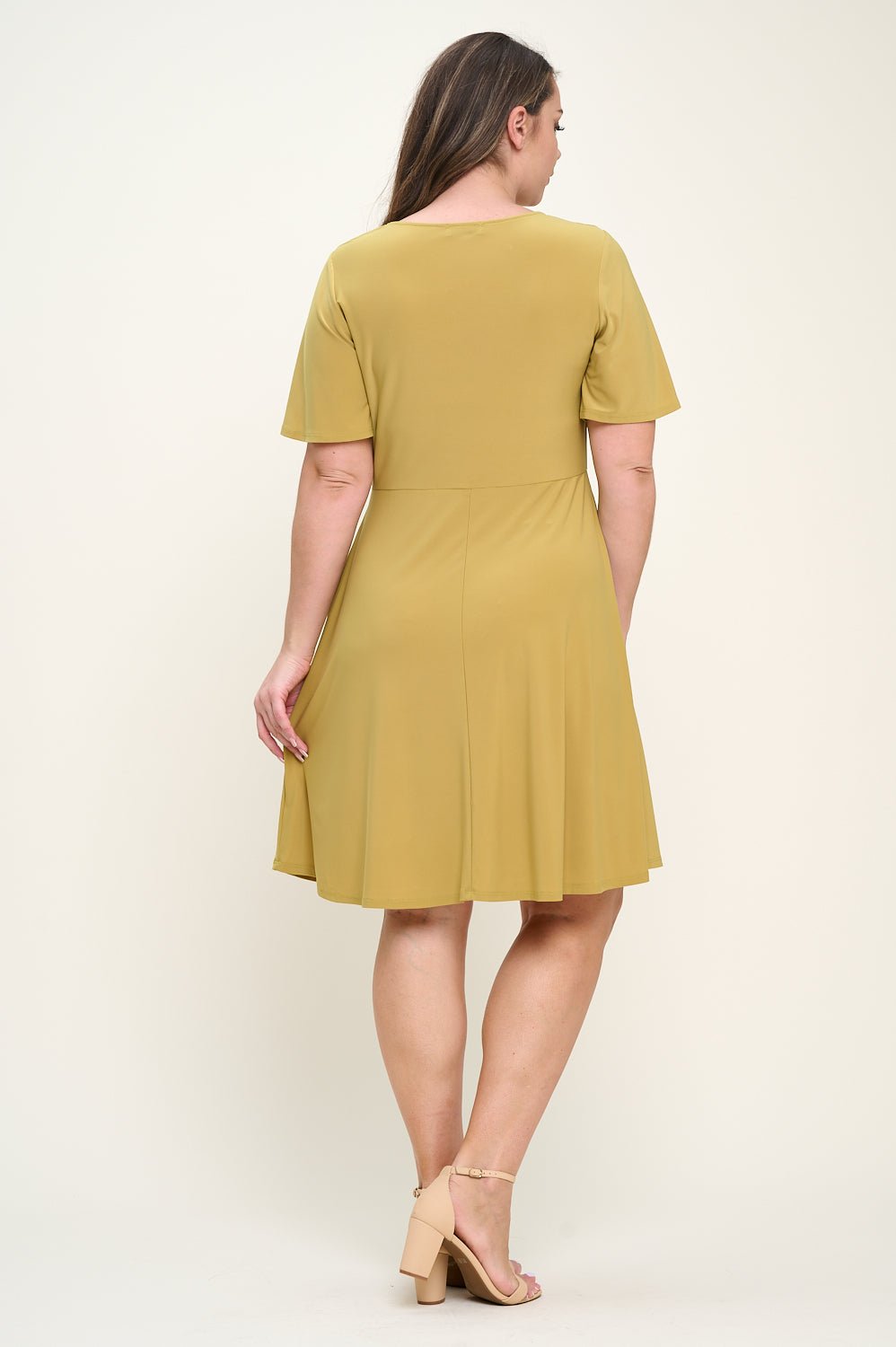 Image of West K Elli Plus Size Short Sleeve Dress Green Citron