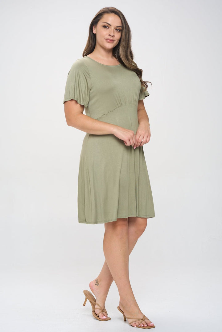 Image of West K Elli Plus Size Short Sleeve Dress Lt Olive