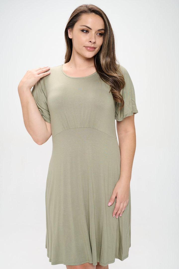 Image of West K Elli Plus Size Short Sleeve Dress Lt Olive