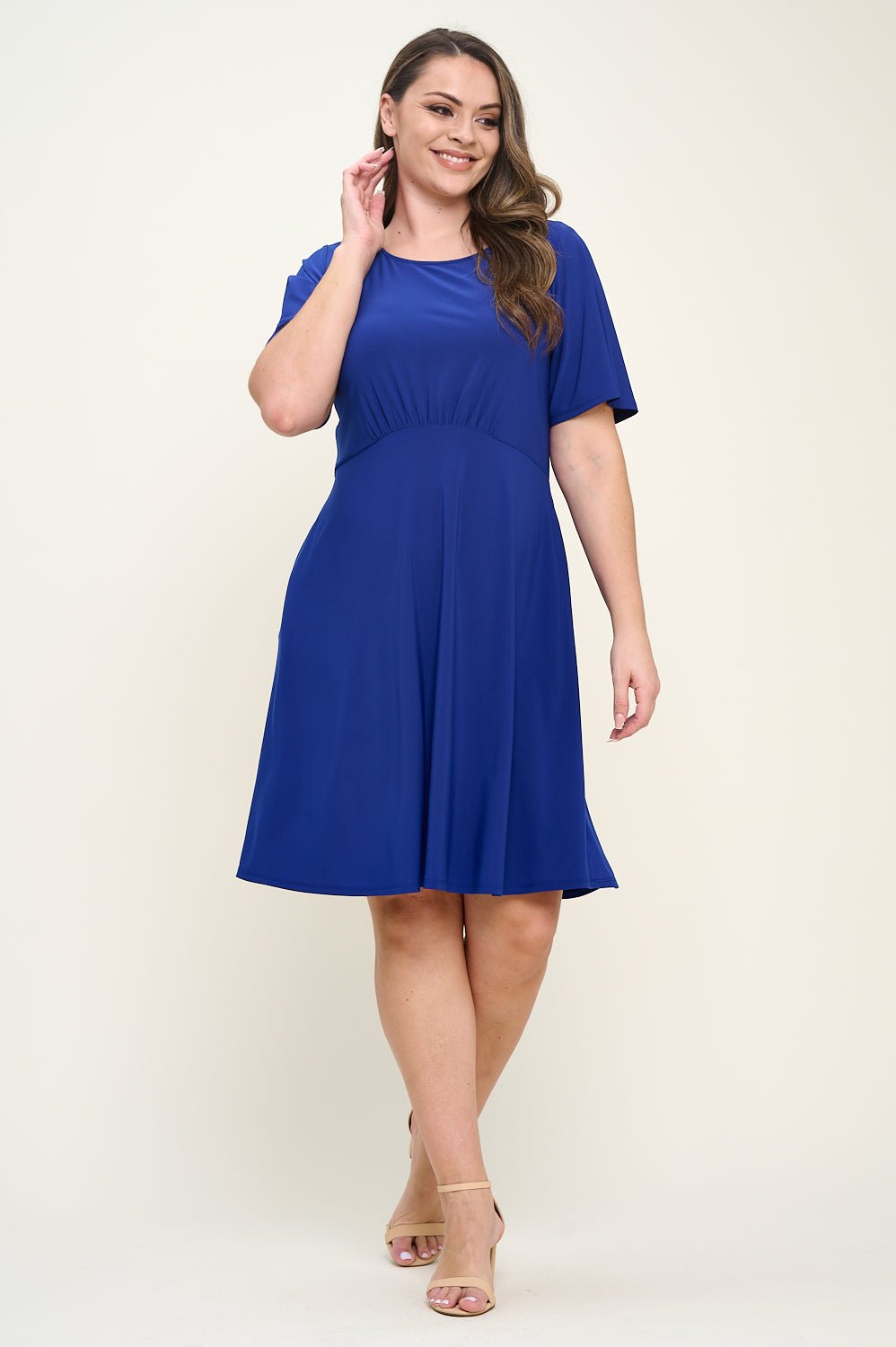 Image of West K Elli Plus Size Short Sleeve Dress Royal Blue