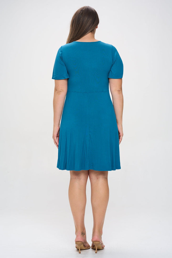 Image of West K Elli Plus Size Short Sleeve Dress Teal Blue