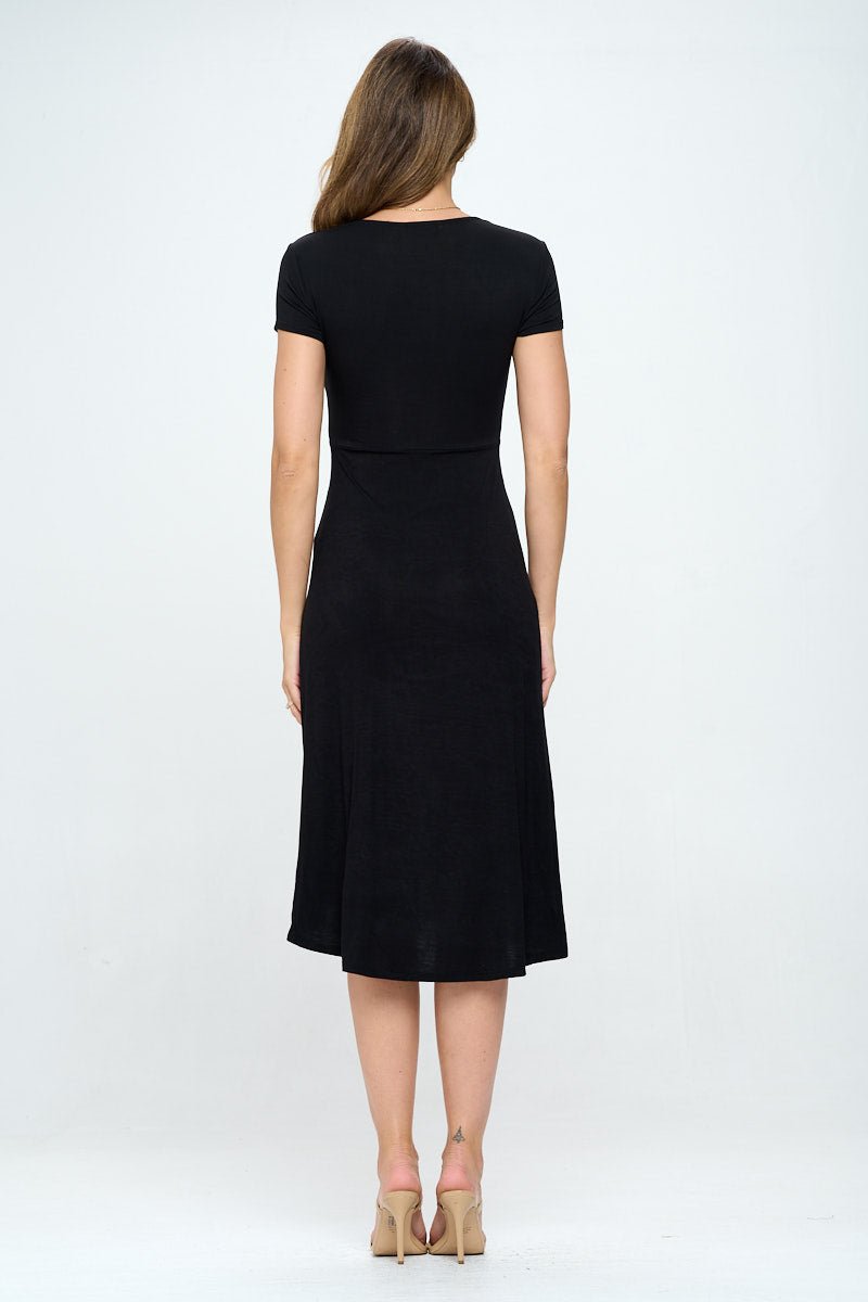 Image of West K Emma Ruched Midi Wrap Dress Black